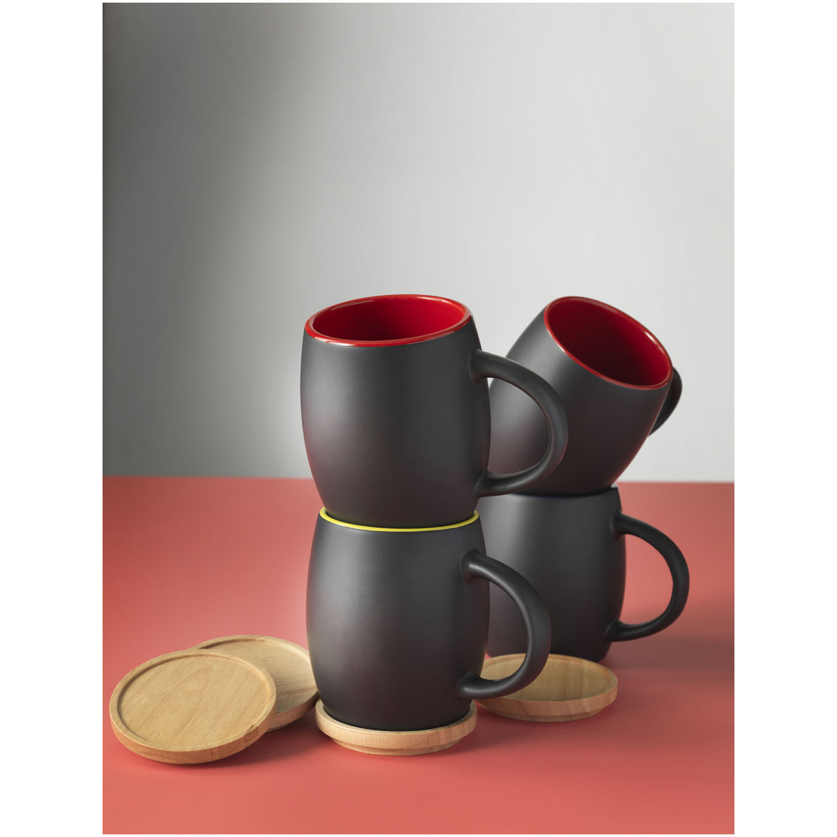 Hearth mugg med underlägg i trä