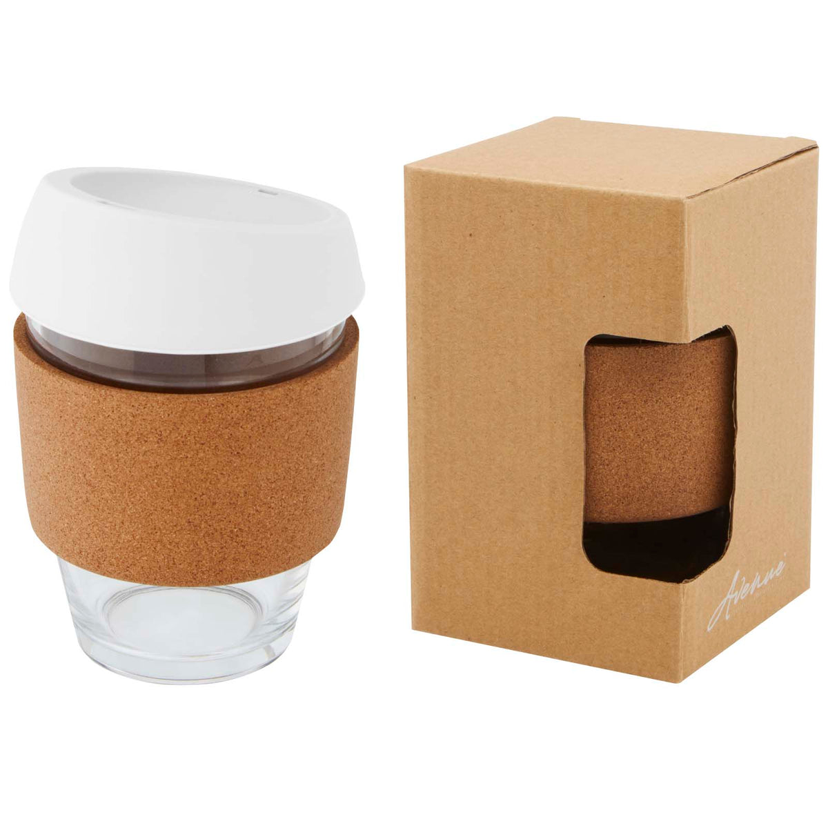 Lidan 360 ml termos i borosilikatglas med korkgrepp och silikonlock