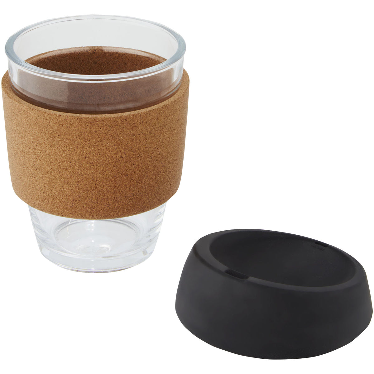 Lidan 360 ml termos i borosilikatglas med korkgrepp och silikonlock