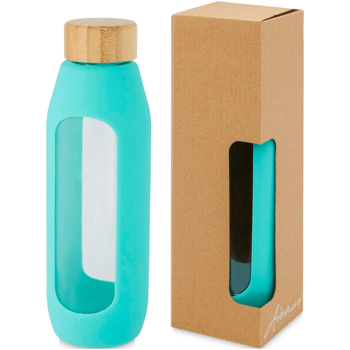 Tidan 600 ml flaska i borosilikatglas med silikongrepp