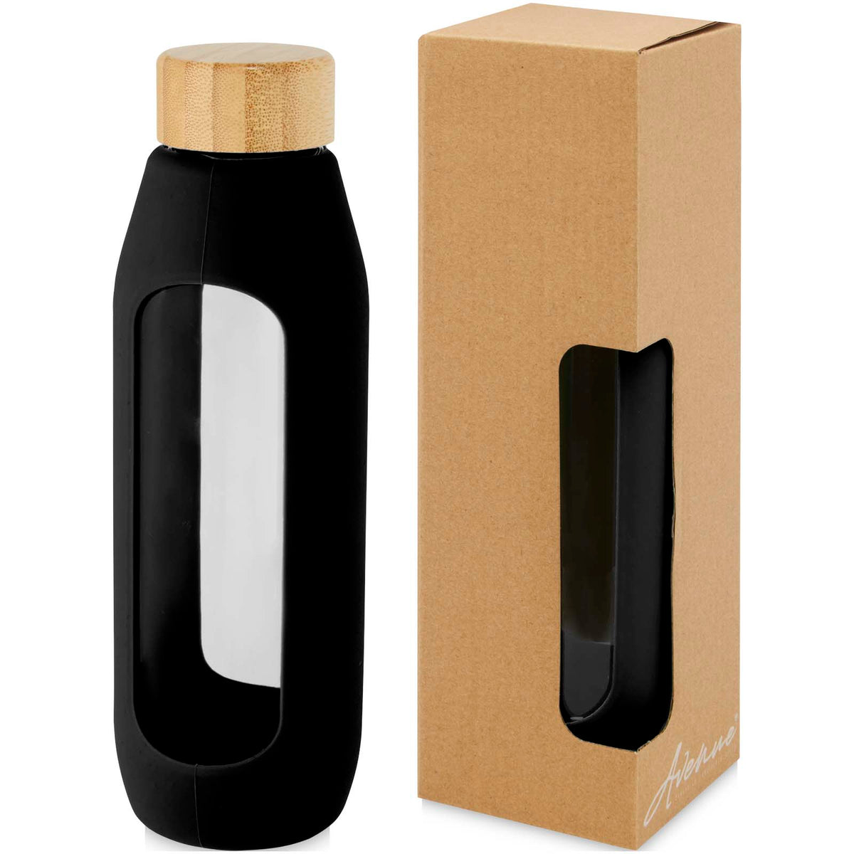 Tidan 600 ml flaska i borosilikatglas med silikongrepp
