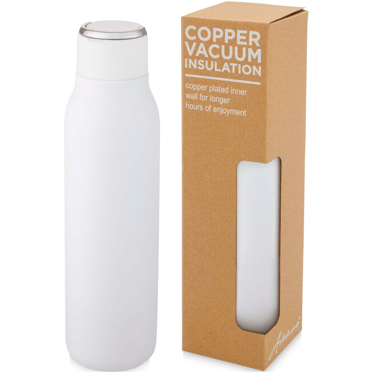 Marka 600 ml vakuumisolerad flaska i koppar med metalloop