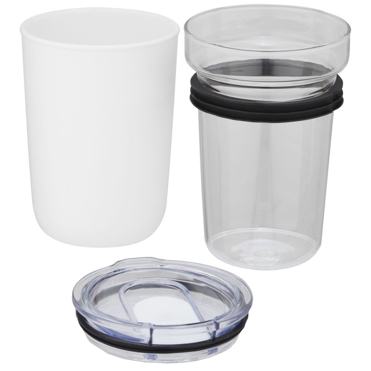 Bello 420 ml glastermos med en yttervägg av återvunnen plast