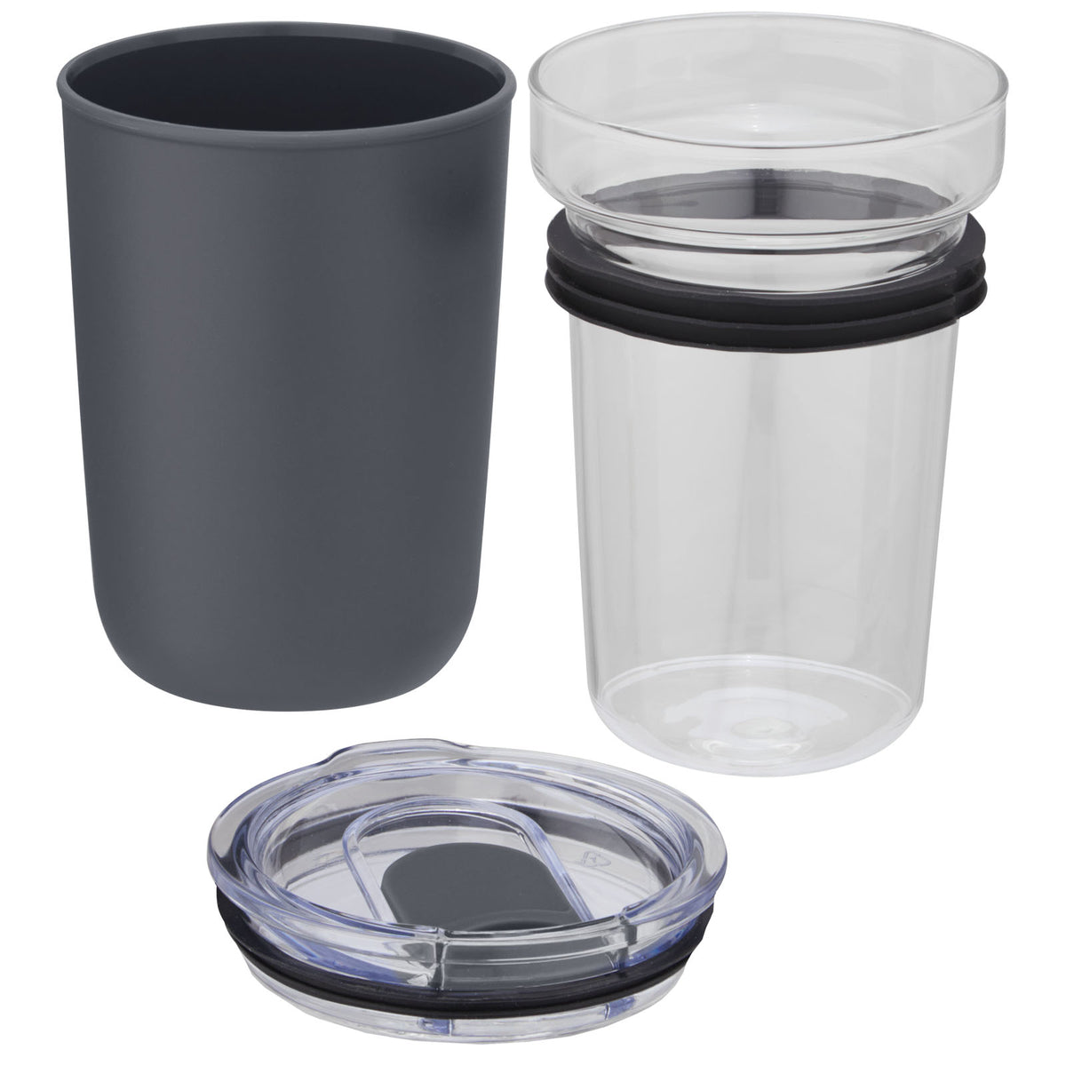 Bello 420 ml glastermos med en yttervägg av återvunnen plast