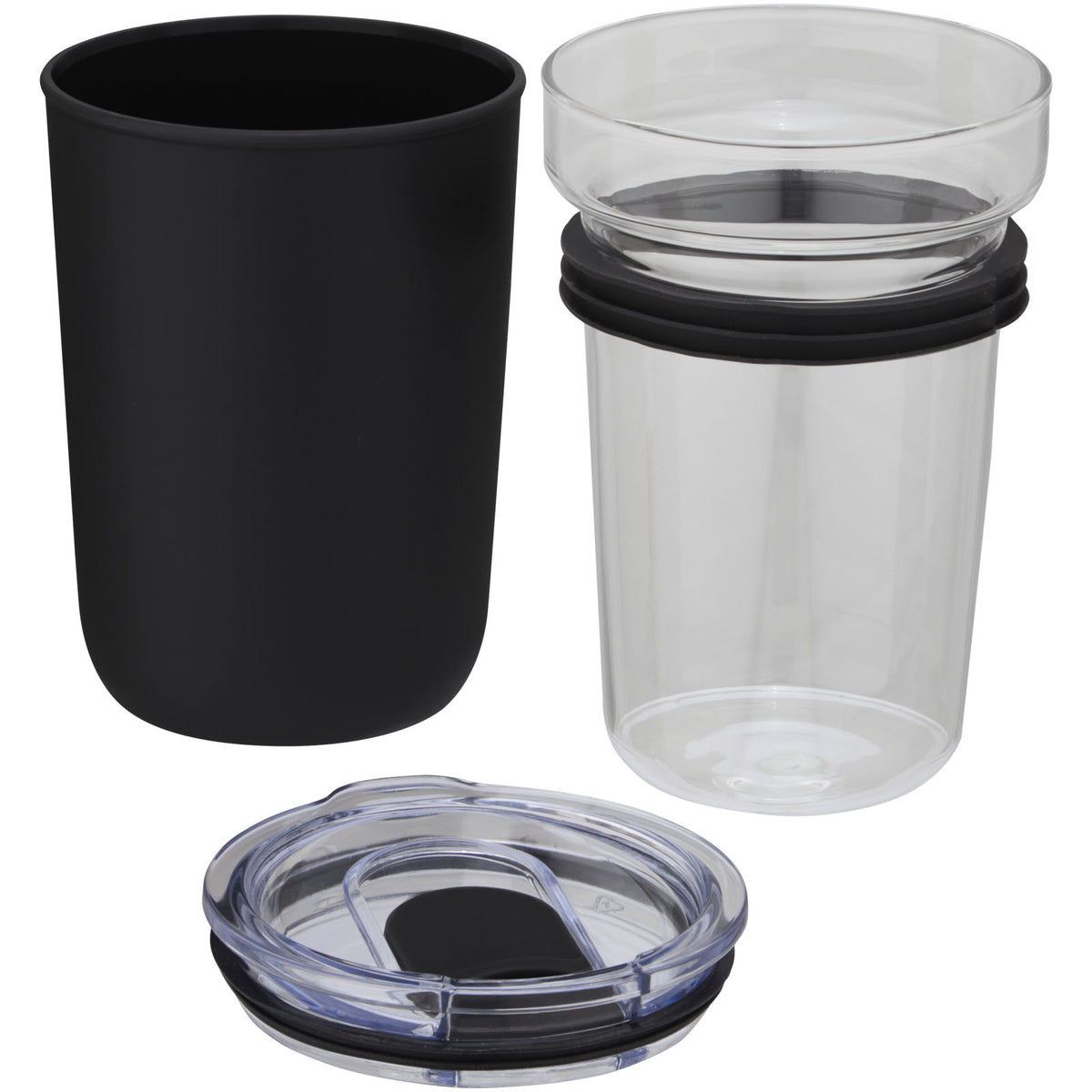 Bello 420 ml glastermos med en yttervägg av återvunnen plast