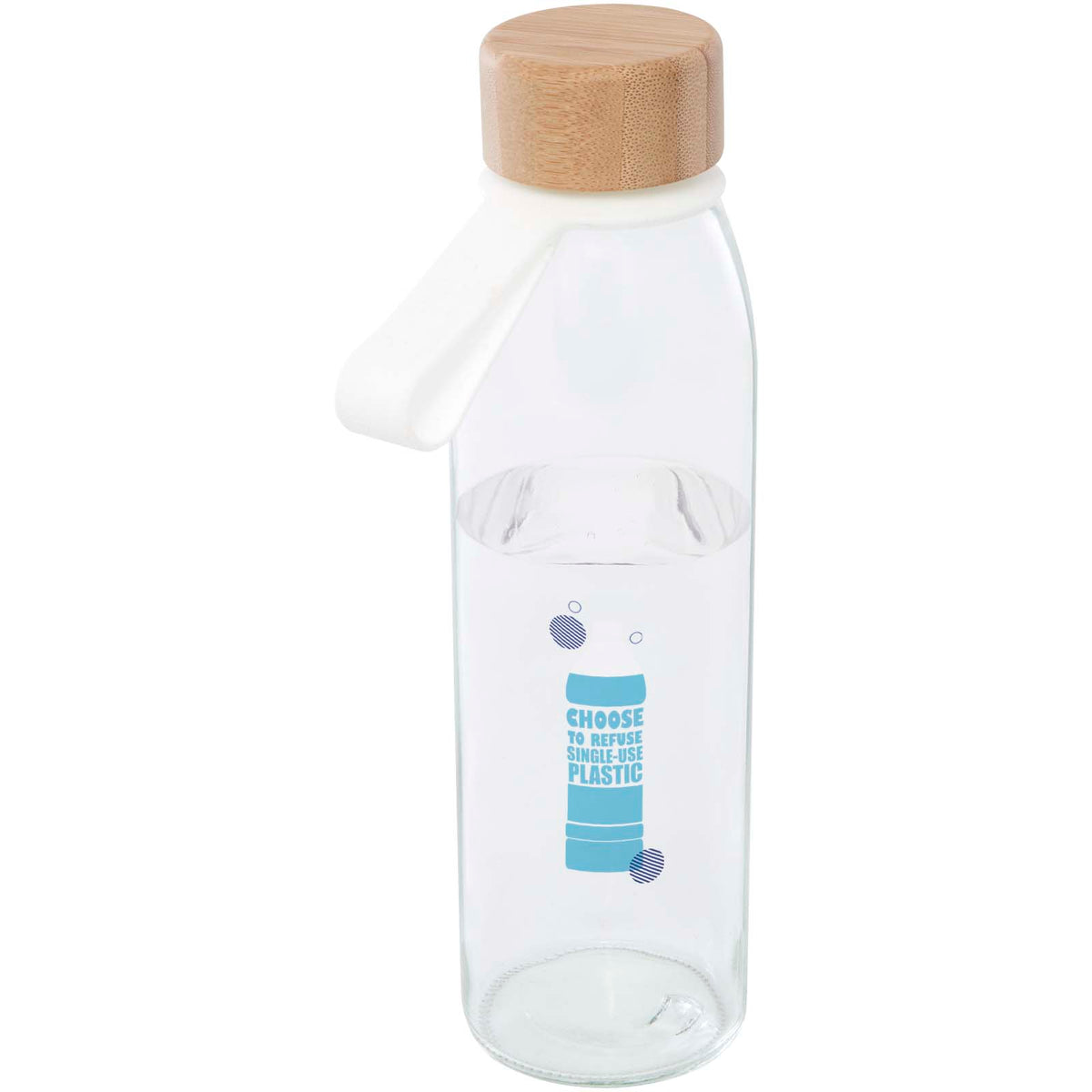 Porto 500 ml vattenflaska av glas med silikonhandtag och bambulock