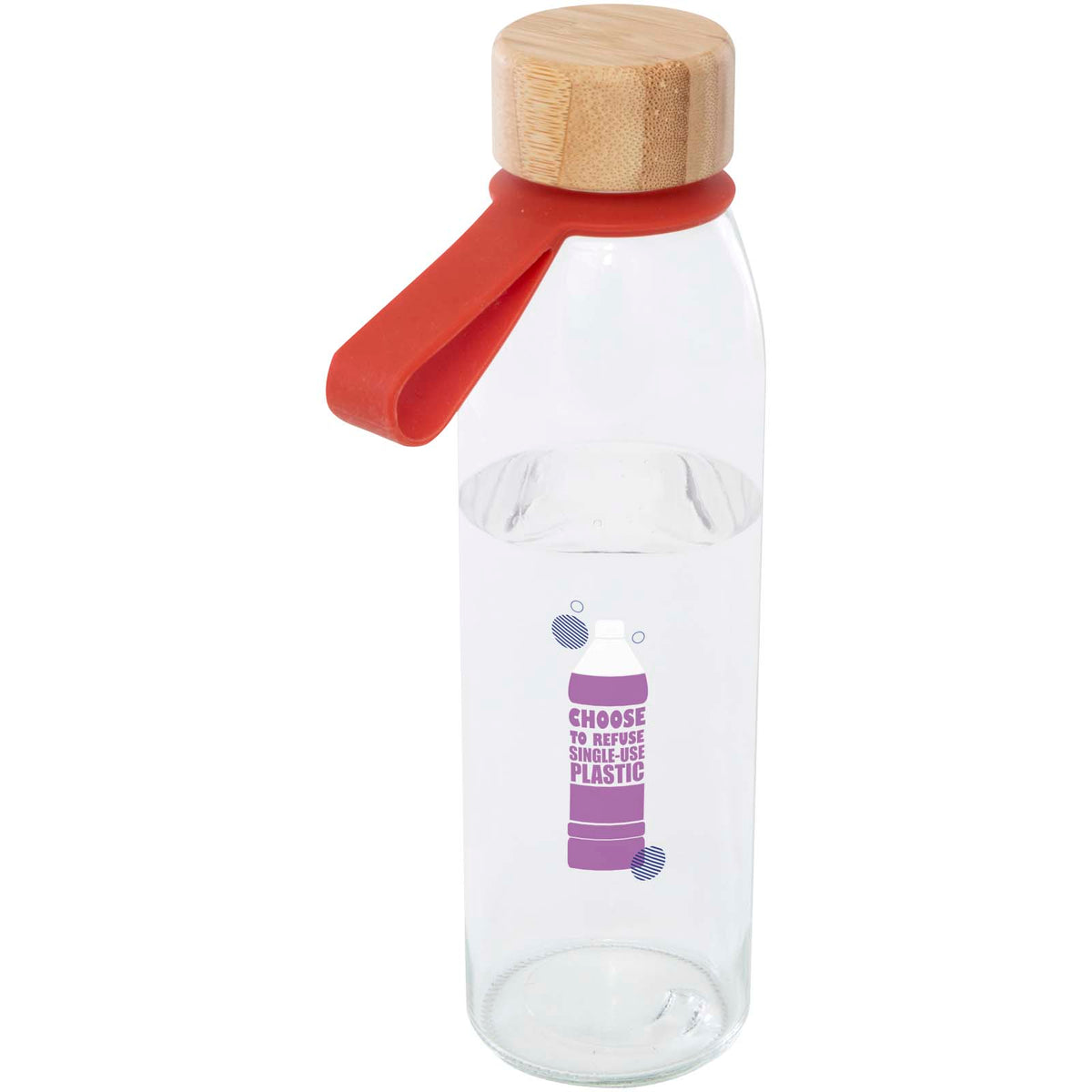 Porto 500 ml vattenflaska av glas med silikonhandtag och bambulock