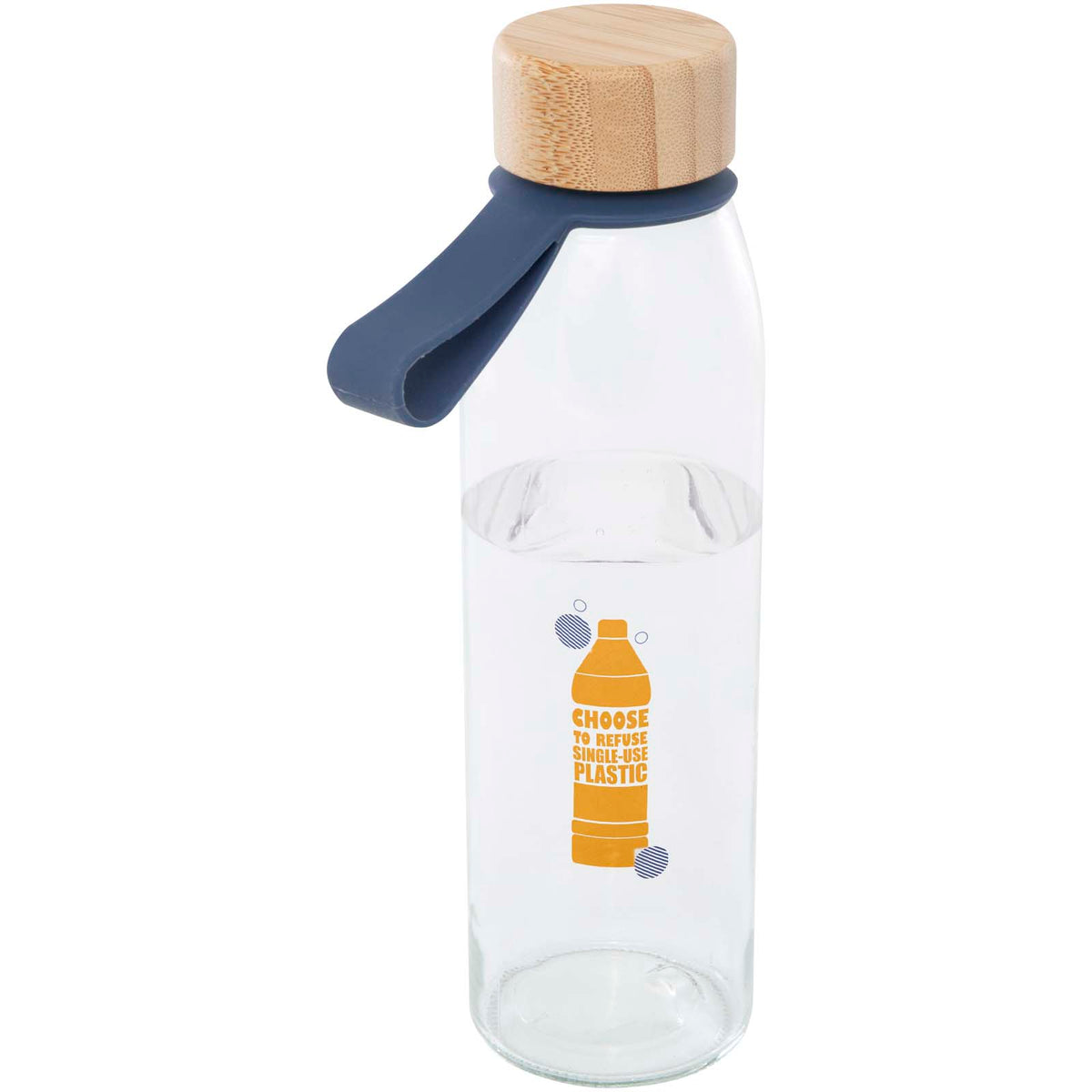 Porto 500 ml vattenflaska av glas med silikonhandtag och bambulock