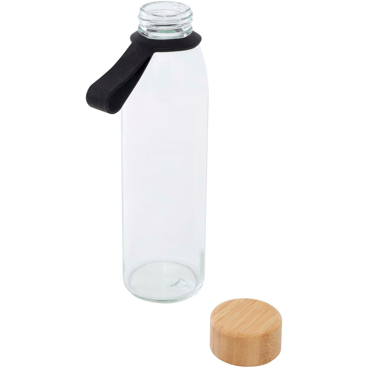 Porto 500 ml vattenflaska av glas med silikonhandtag och bambulock