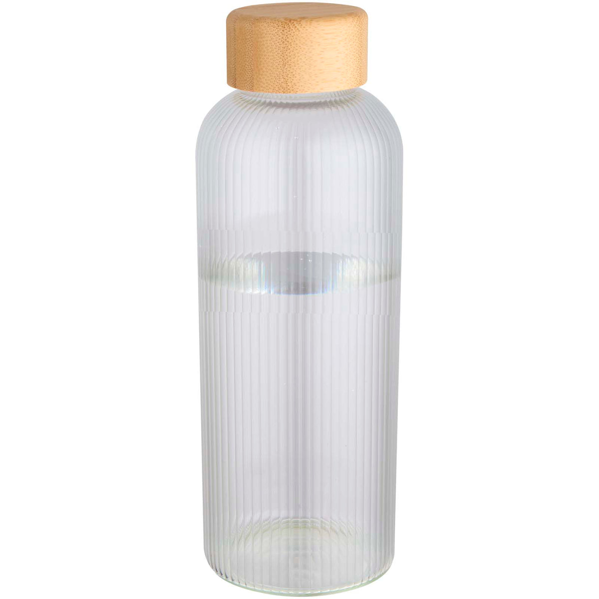 Mirage 650 ml enkelväggig flaska i borosilikatglas med lock i bambu