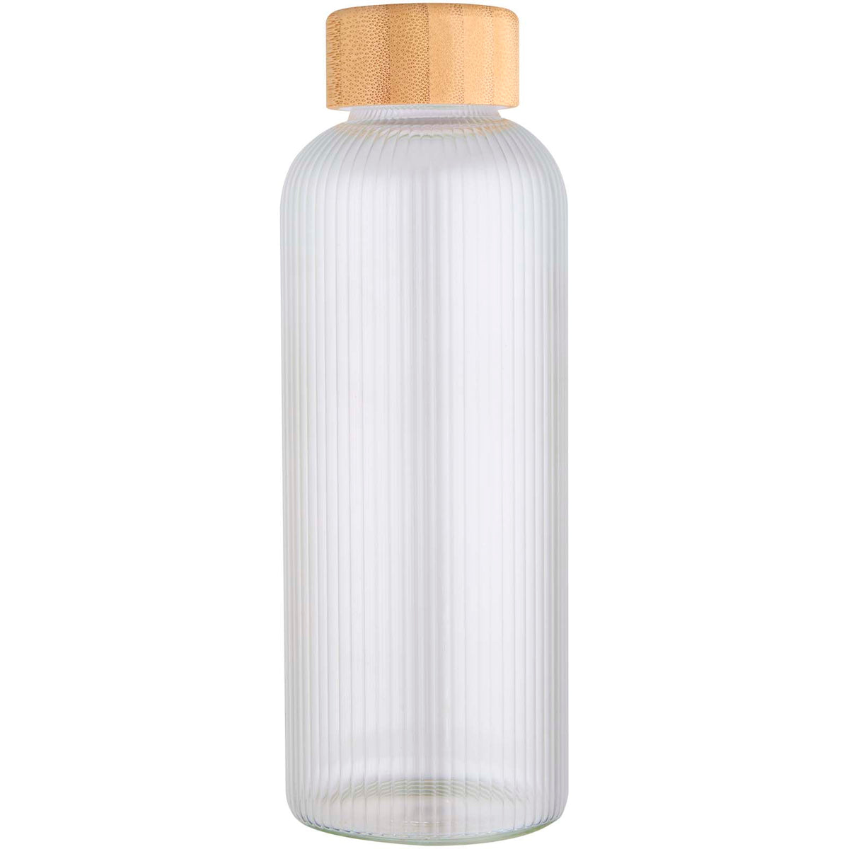 Mirage 650 ml enkelväggig flaska i borosilikatglas med lock i bambu