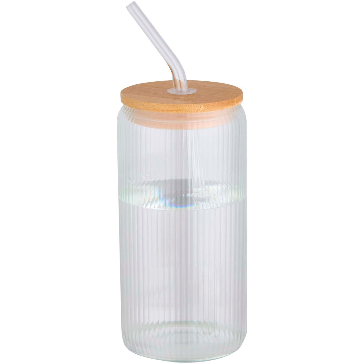 Mirage 500 ml enkelväggig mugg i borosilikatglas med lock i bambu