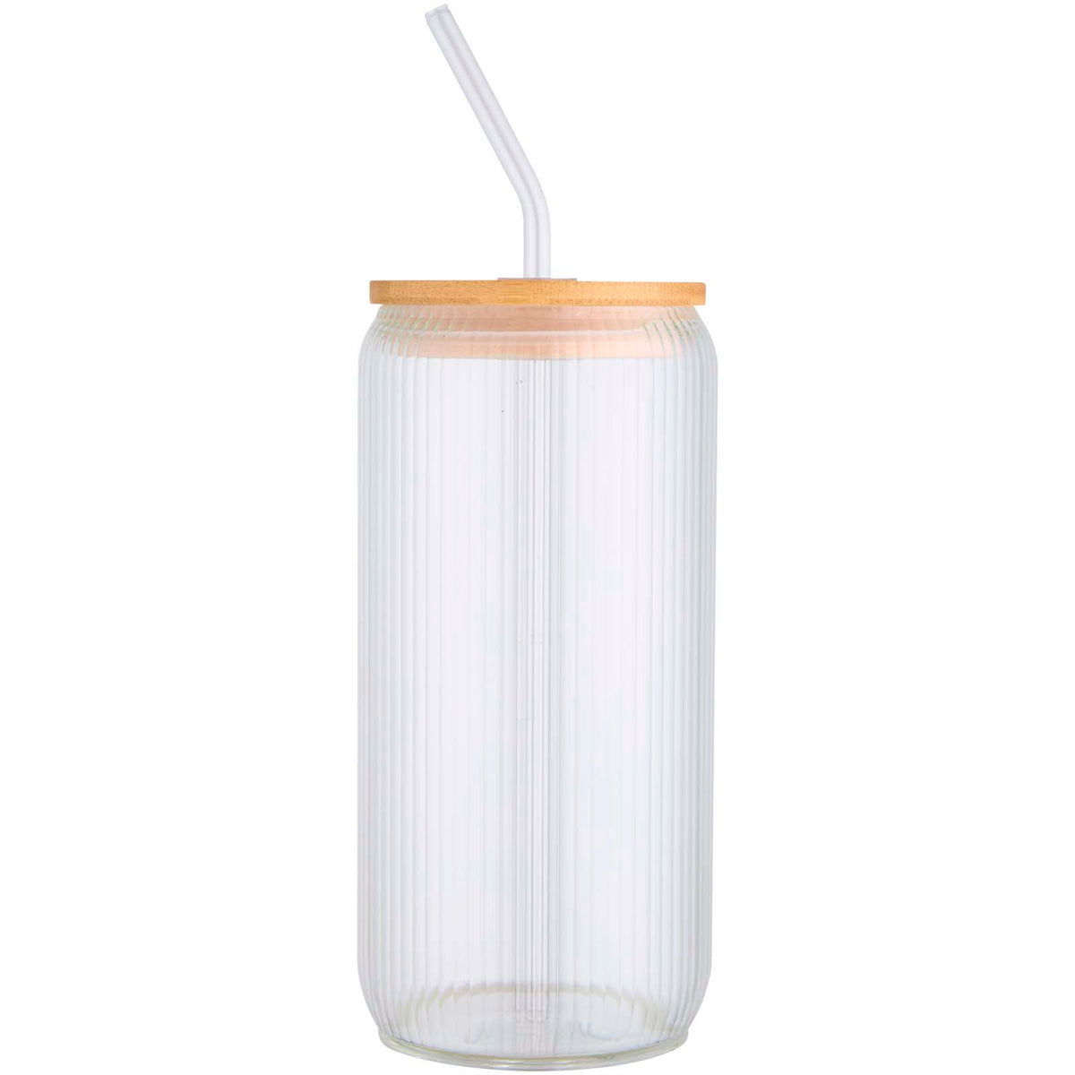 Mirage 500 ml enkelväggig mugg i borosilikatglas med lock i bambu