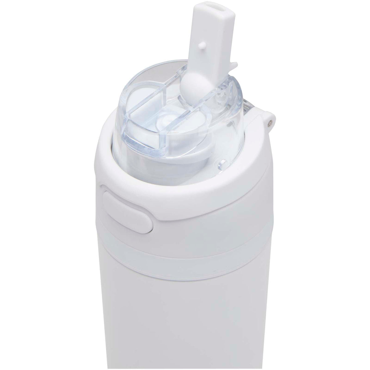Theron 800 ml RCS-vattenflaska i återvunnet rostfritt stål med enkelvägg och lock med dubbla funktioner samt utfällbart sugrö