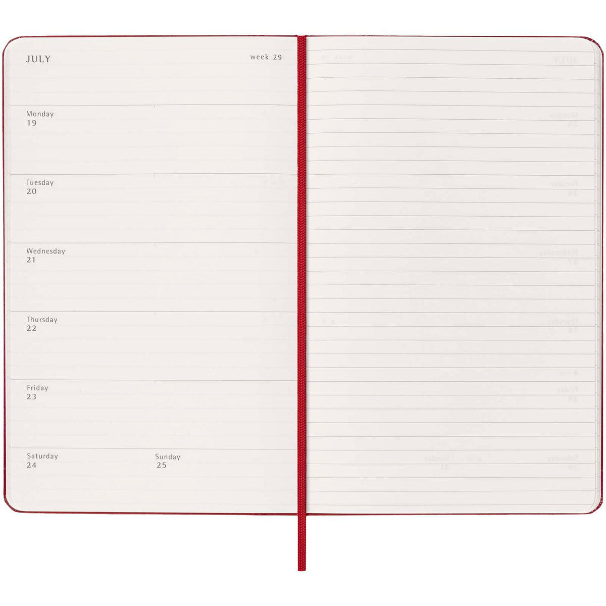 Moleskine inbunden 12-månaders veckoplanerare L