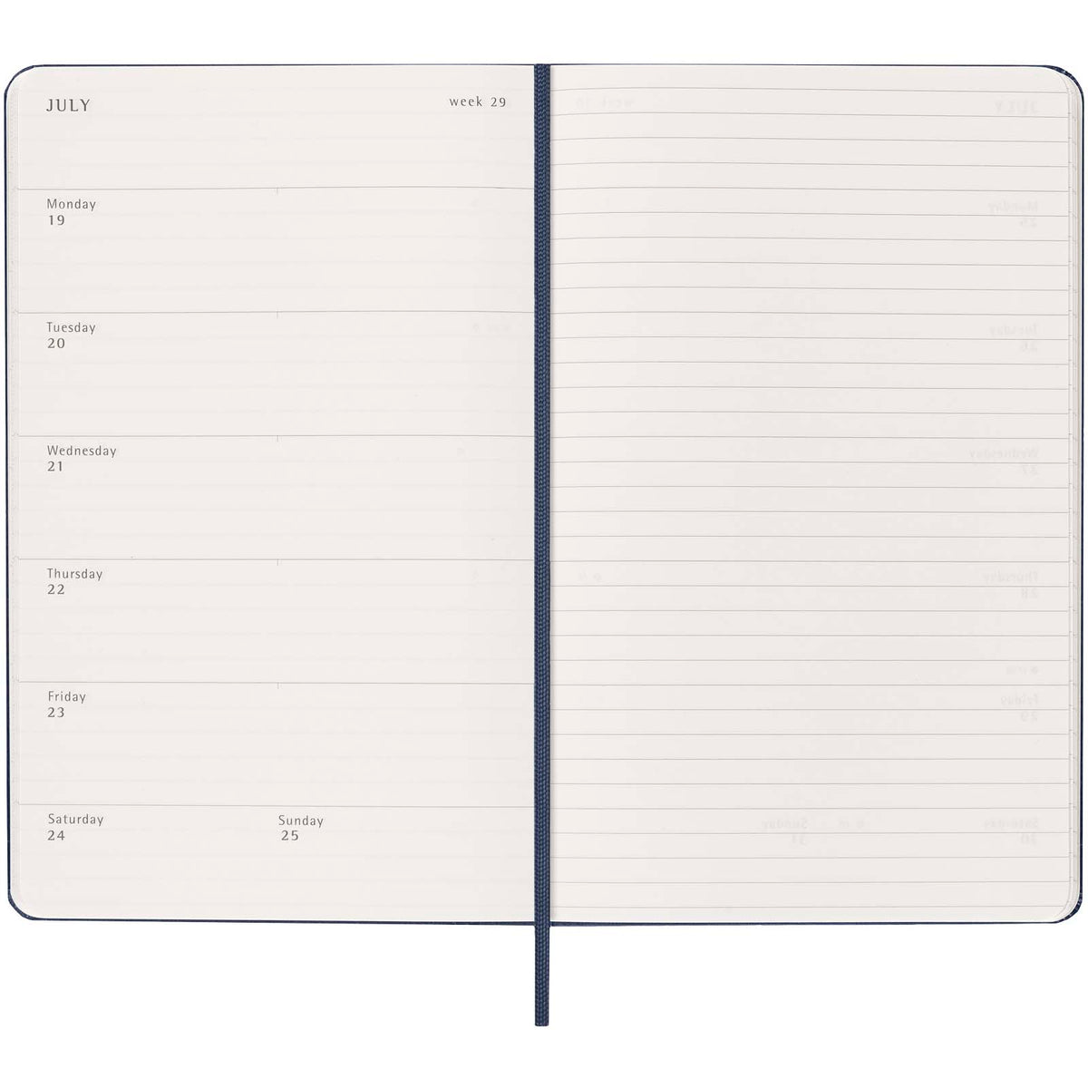 Moleskine inbunden 12-månaders veckoplanerare L