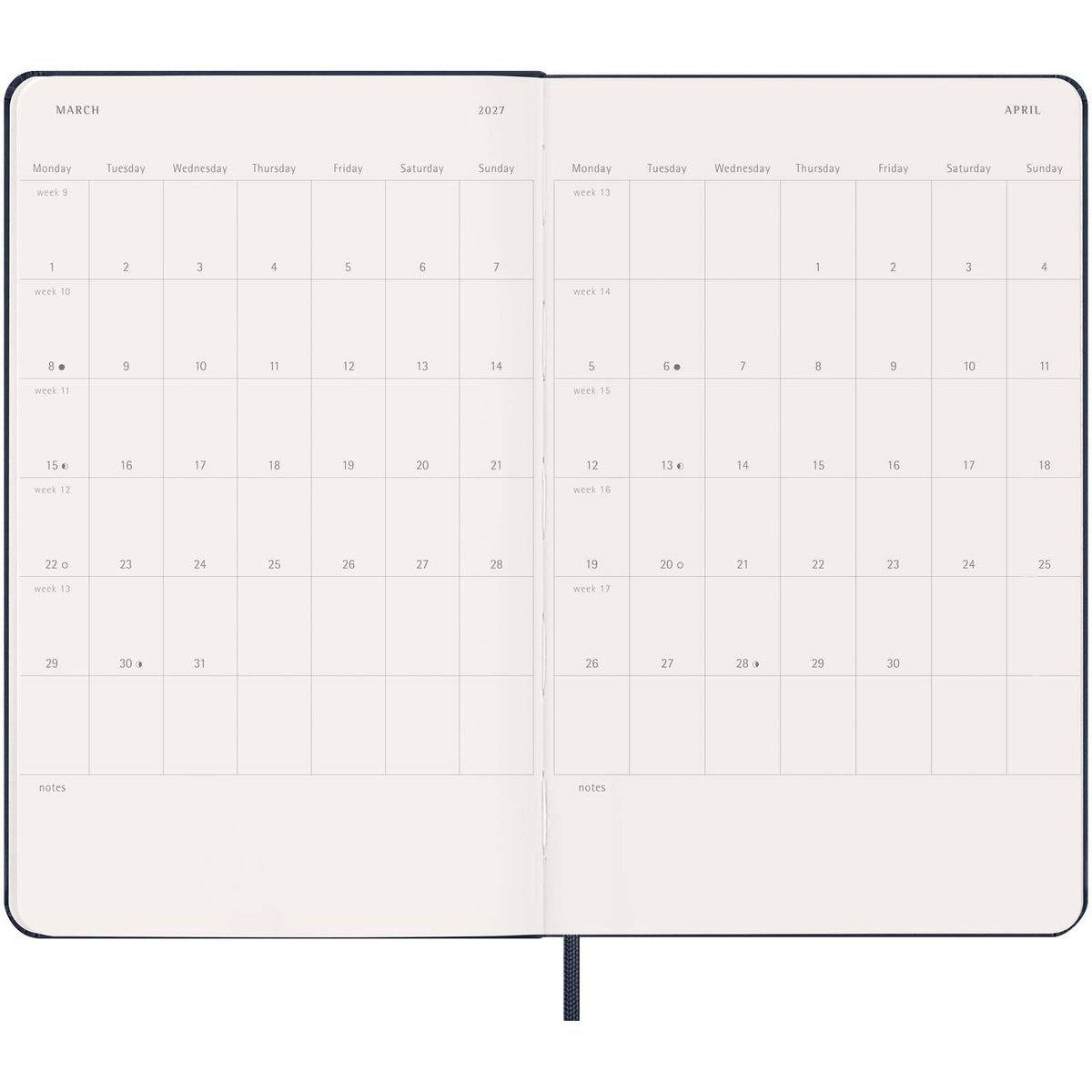 Moleskine inbunden 12-månaders veckoplanerare L