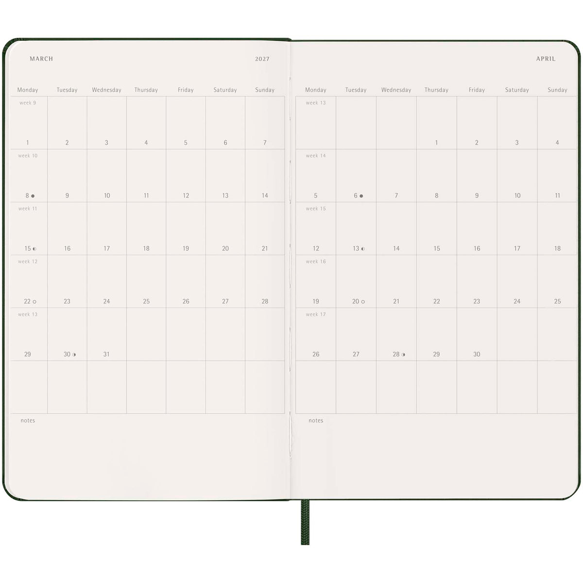 Moleskine inbunden 12-månaders veckoplanerare L