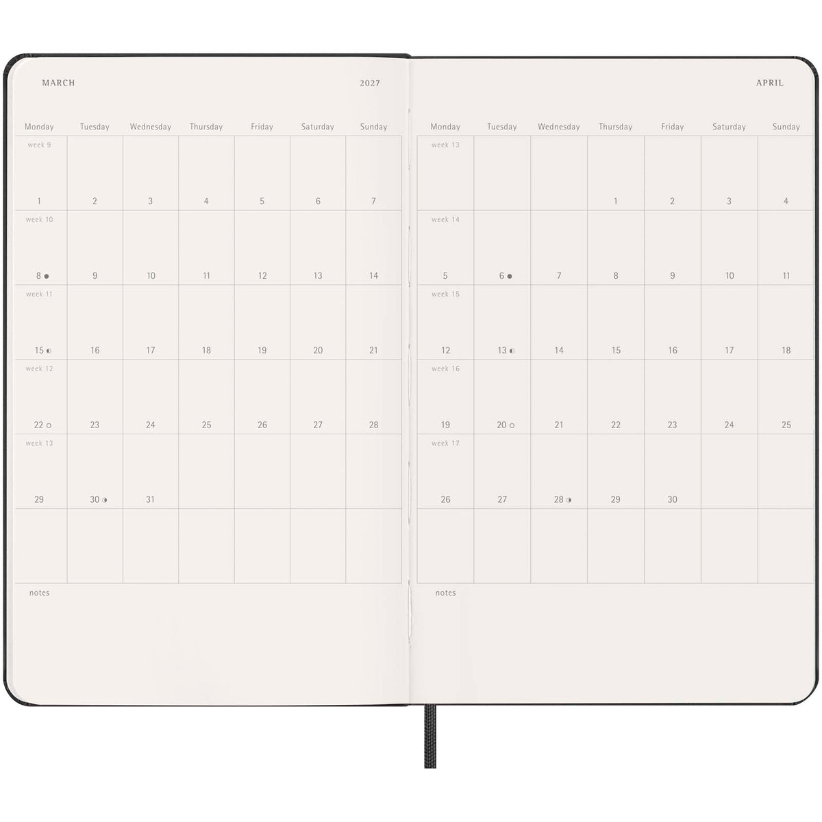 Moleskine inbunden 12-månaders veckoplanerare L