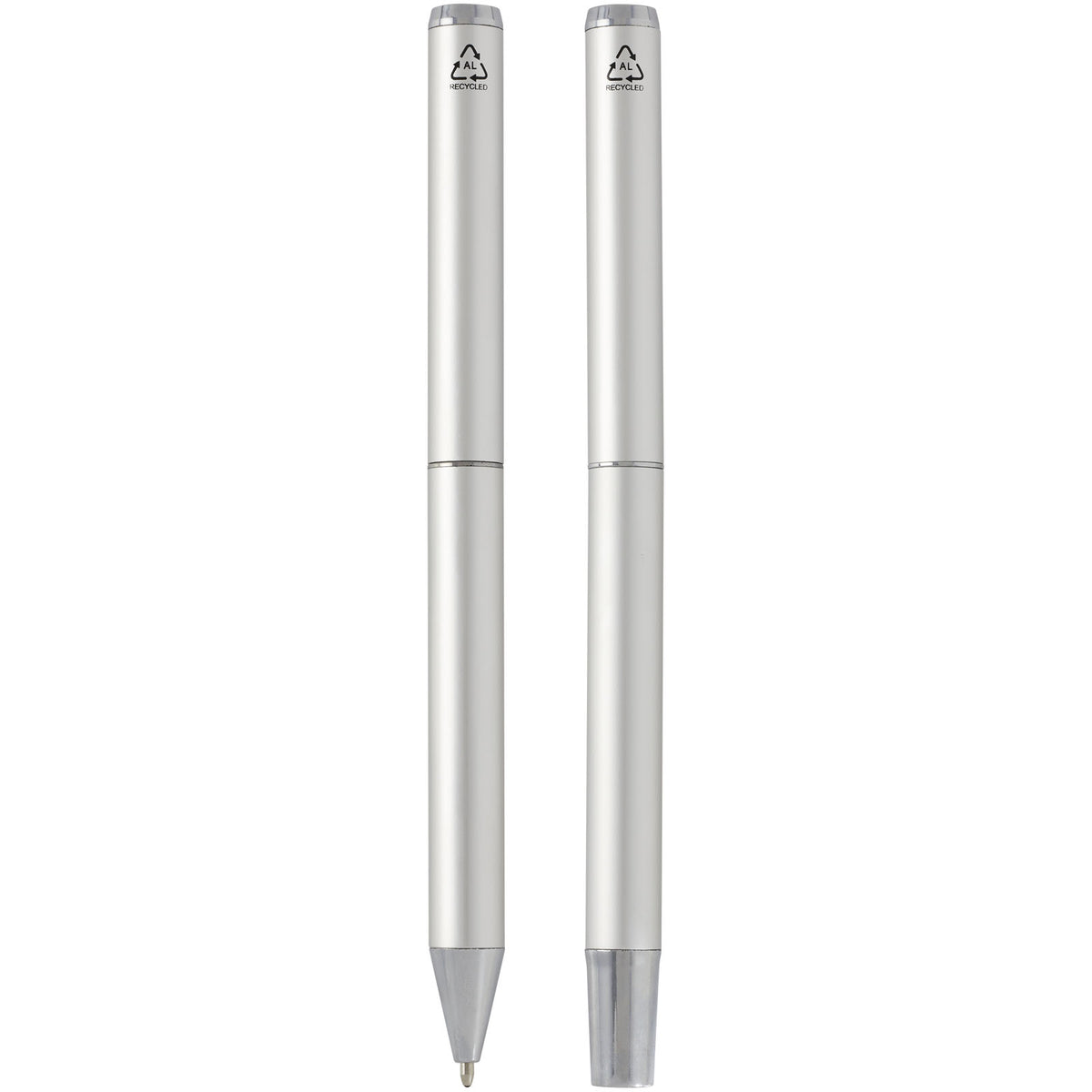 Lucetto presentförpackning med kulspetspenna och rollerballpenna i återvunnen aluminium (svart bläck)