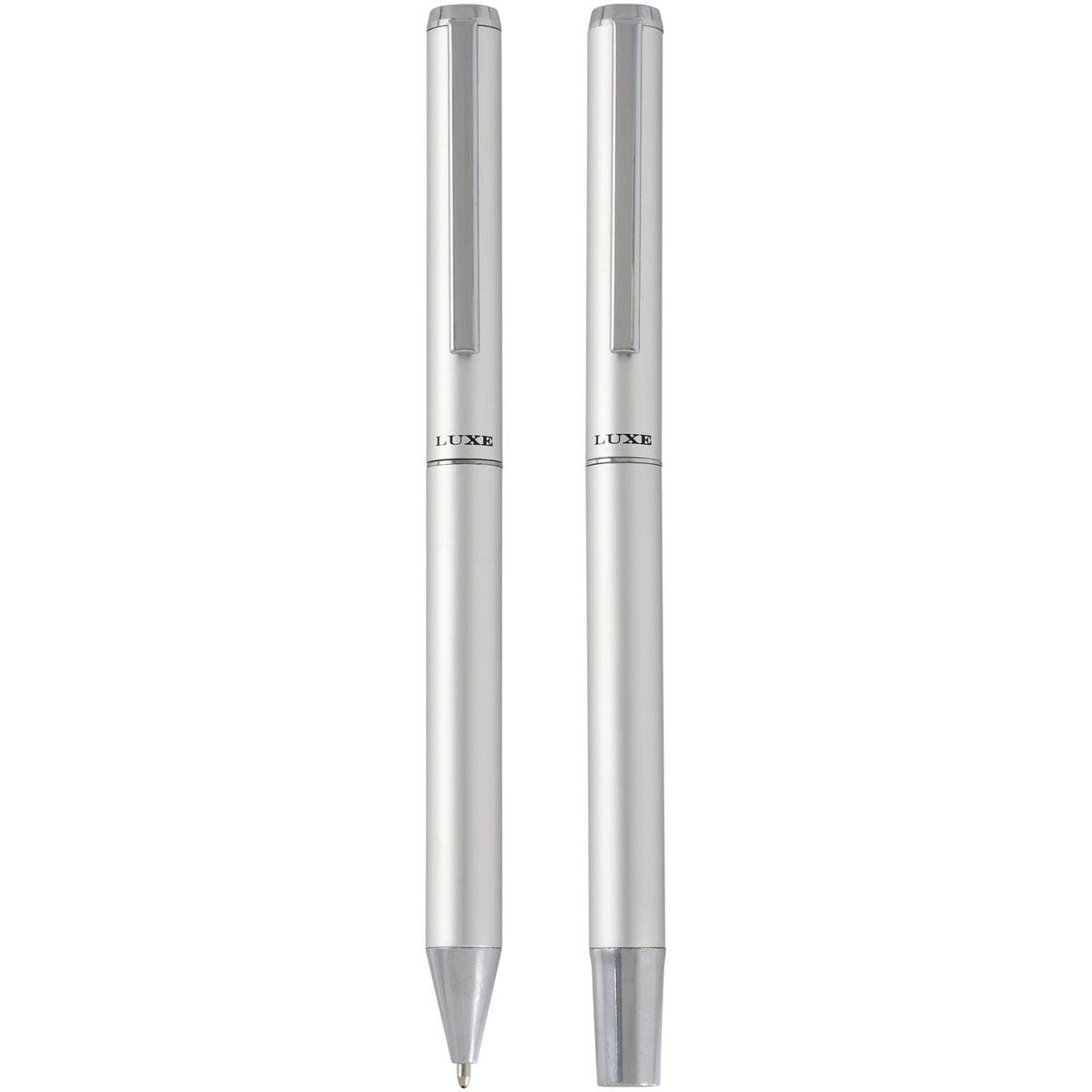 Lucetto presentförpackning med kulspetspenna och rollerballpenna i återvunnen aluminium (svart bläck)