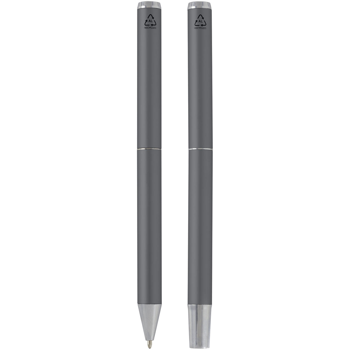 Lucetto presentförpackning med kulspetspenna och rollerballpenna i återvunnen aluminium (svart bläck)