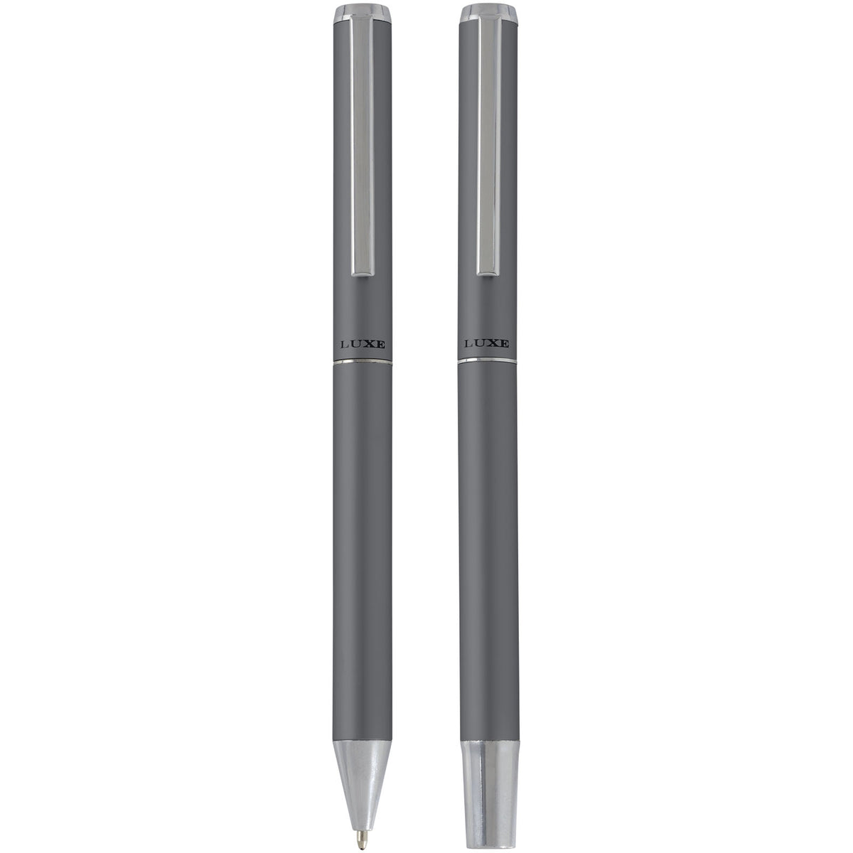 Lucetto presentförpackning med kulspetspenna och rollerballpenna i återvunnen aluminium (svart bläck)