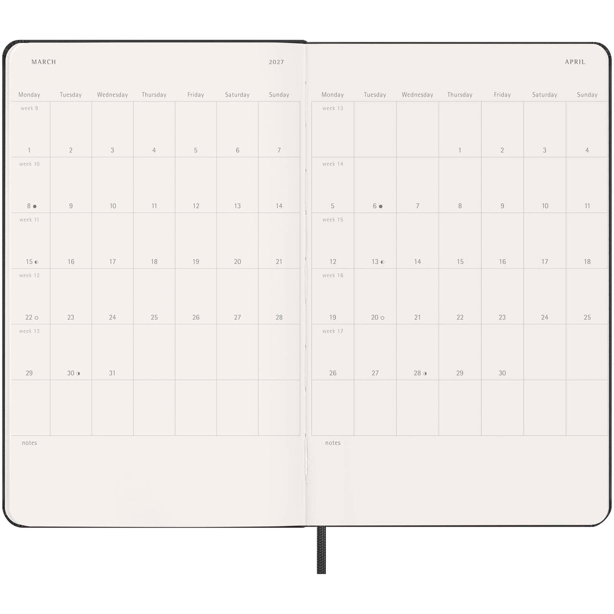 Moleskine inbunden 12-månaders L vertikplanerare
