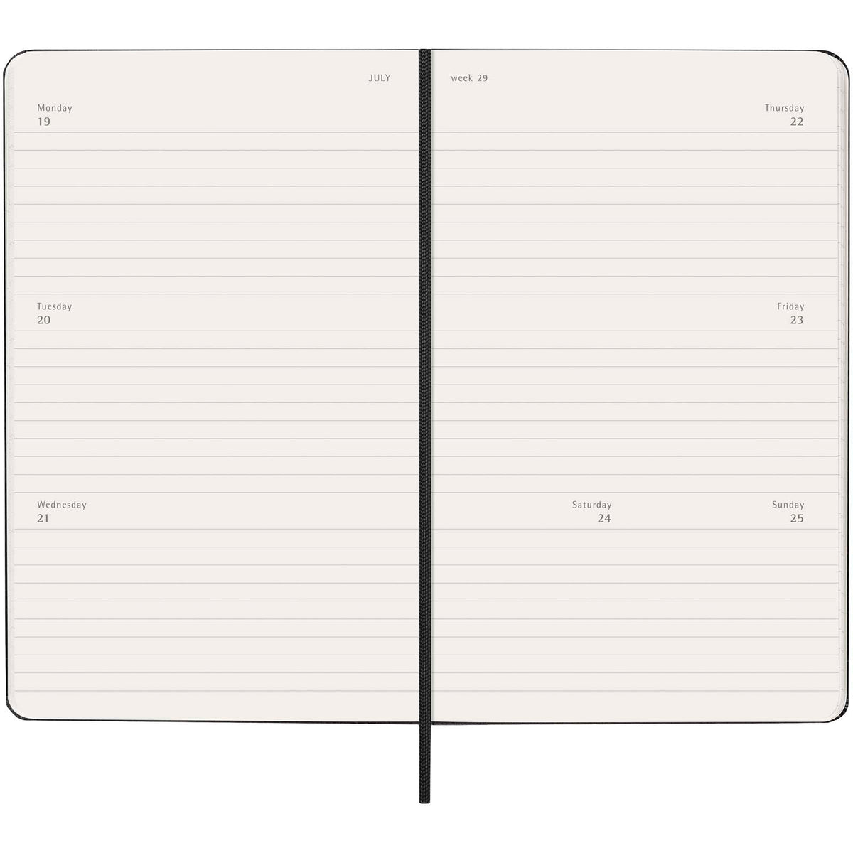Moleskine inbunden 12-månaders L horisontell veckoplanerare