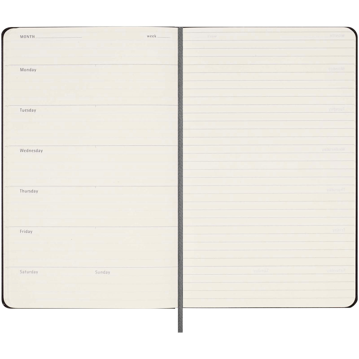 Moleskine inbunden ej daterad veckoplanerare, L