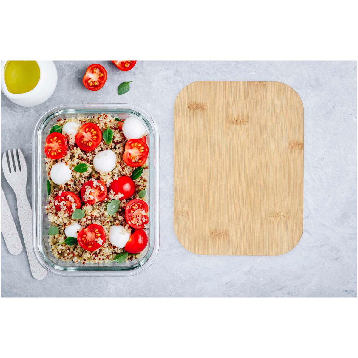 Roby 1000 ml lunchlåda i glas med bambulock