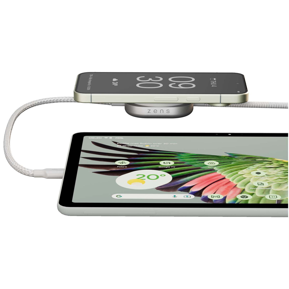 Zens Pro 2 140 W USB-C 2-i-1-laddningskabel
