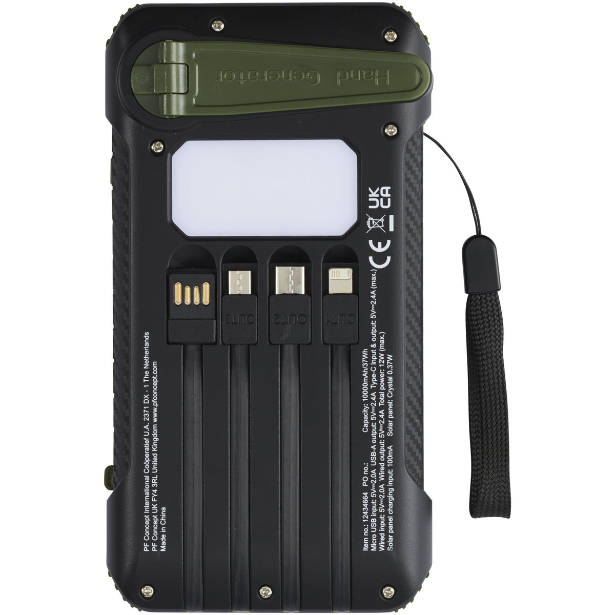 Soldy 10 000 mAh powerbank med soldynamo av RCS-återvunnen plast