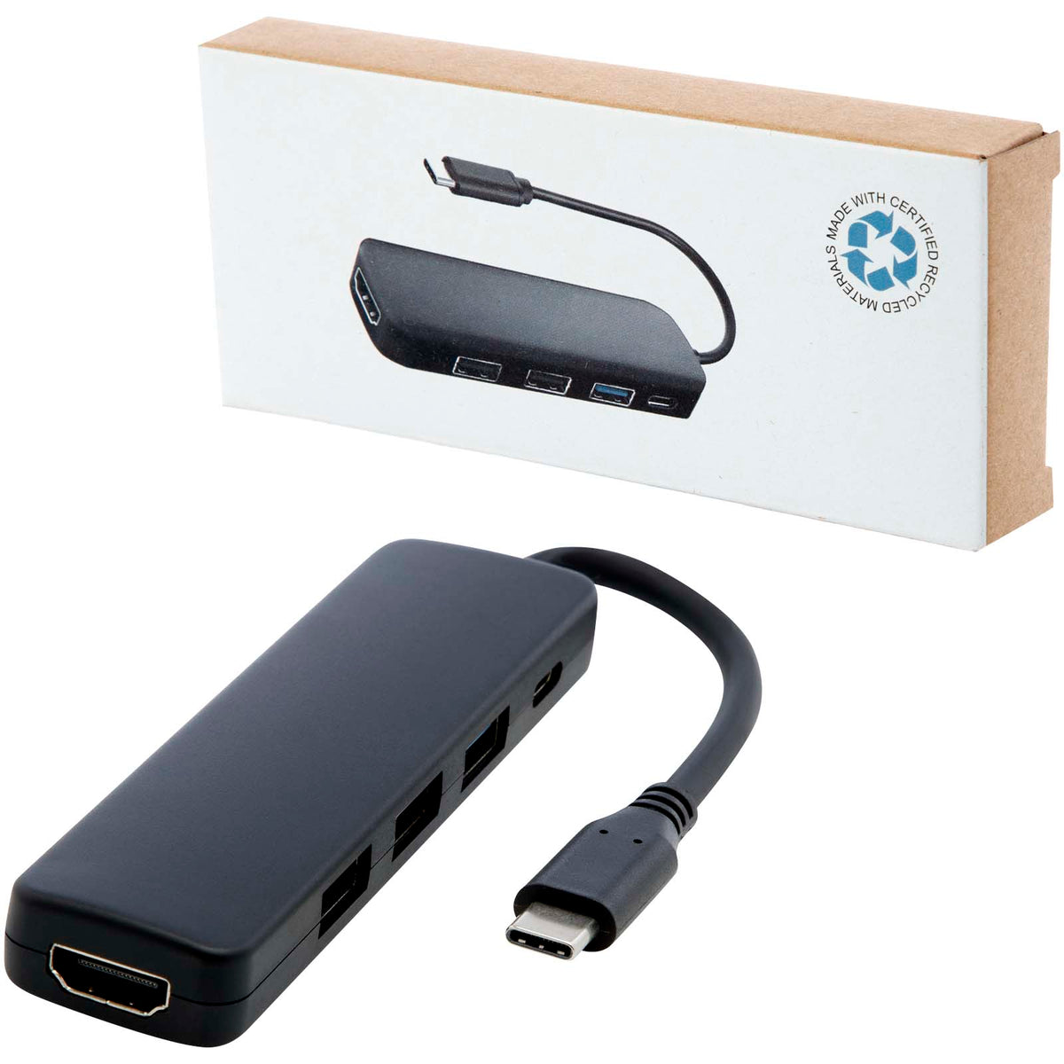Loop RCS multimedieadapter USB 2.0–3.0 av återvunnen plast med HDMI-port