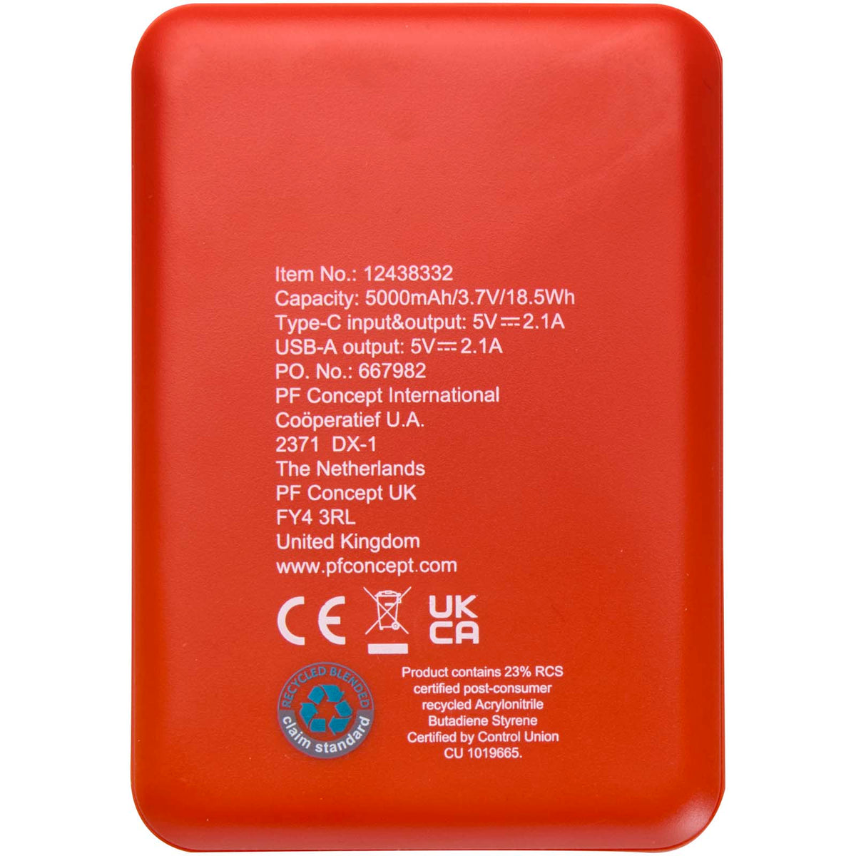 Asama 5 000 mAh Type C-powerbank i återvunnen plast