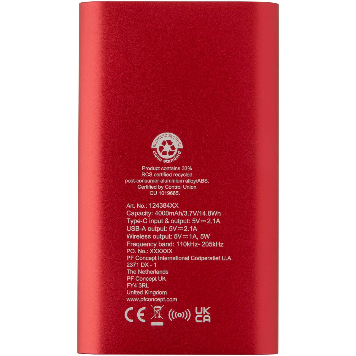Juice trådlös 4 000 mAh Type C-powerbank i återvunnen aluminium