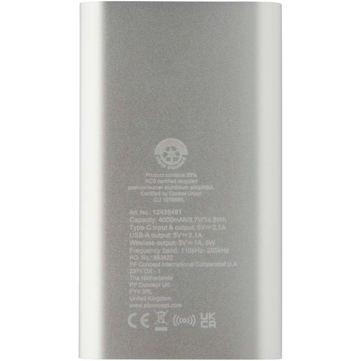 Juice trådlös 4 000 mAh Type C-powerbank i återvunnen aluminium