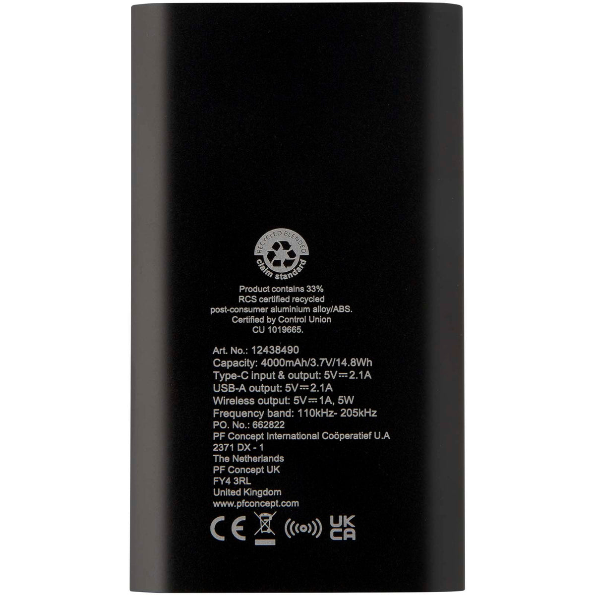 Juice trådlös 4 000 mAh Type C-powerbank i återvunnen aluminium