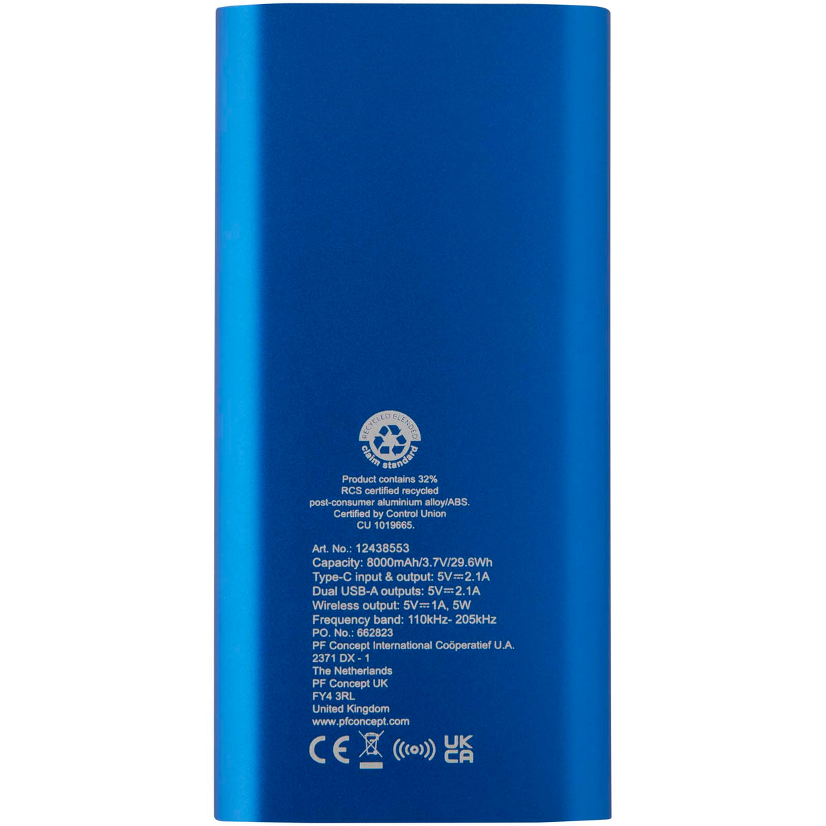 Juice trådlös 8 000 mAh Type C-powerbank i återvunnen aluminium