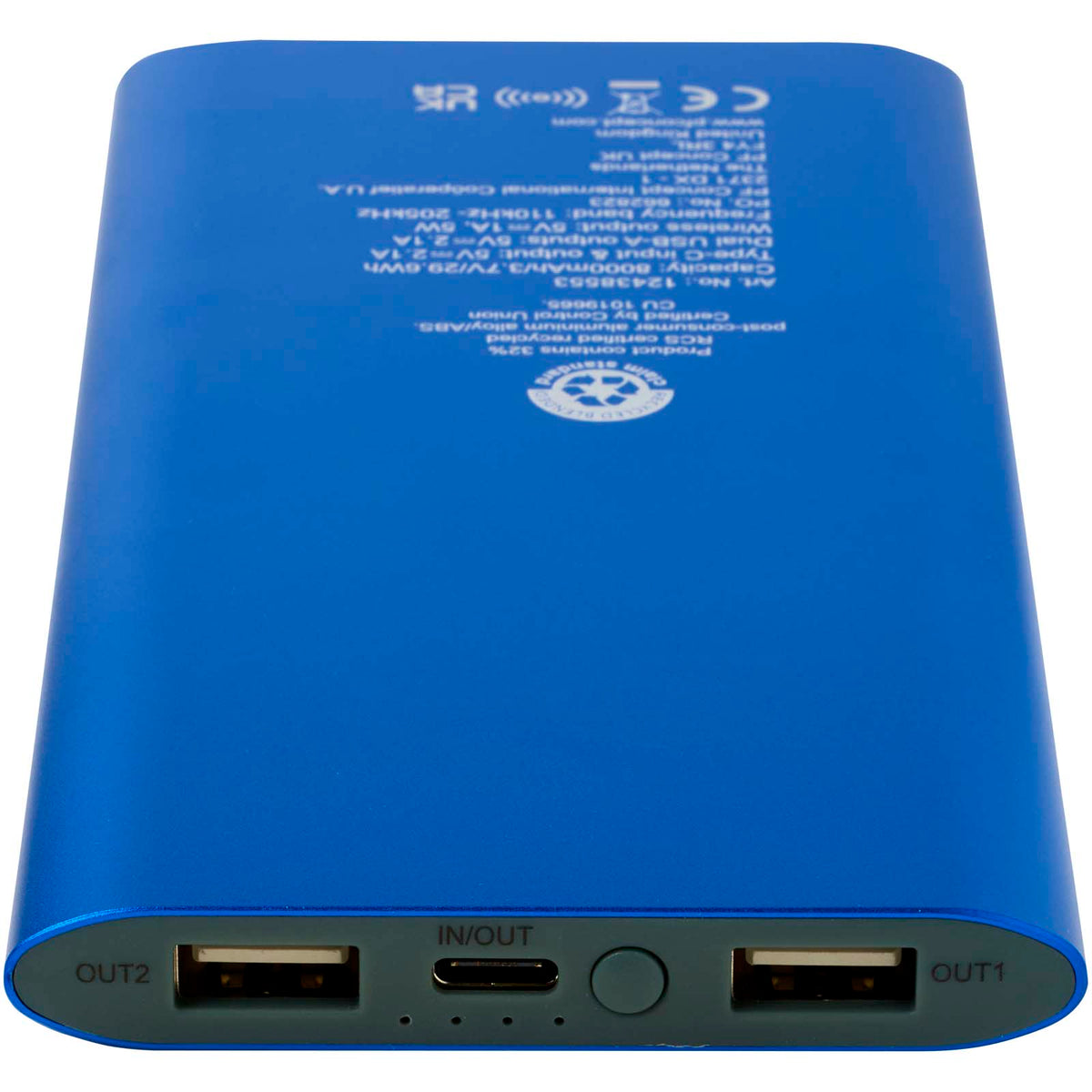Juice trådlös 8 000 mAh Type C-powerbank i återvunnen aluminium