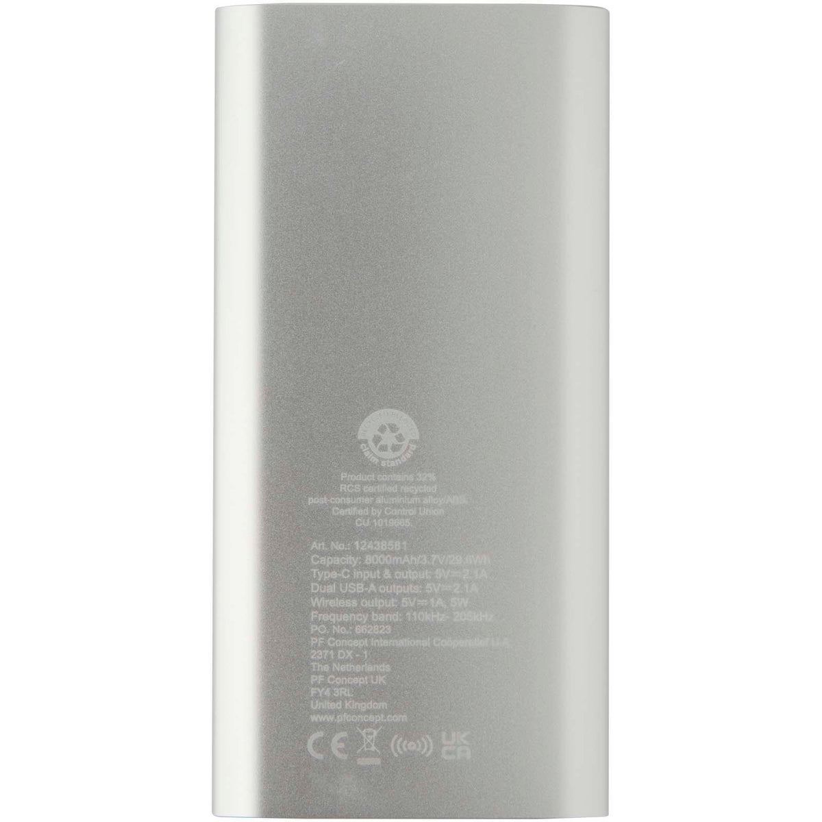 Juice trådlös 8 000 mAh Type C-powerbank i återvunnen aluminium