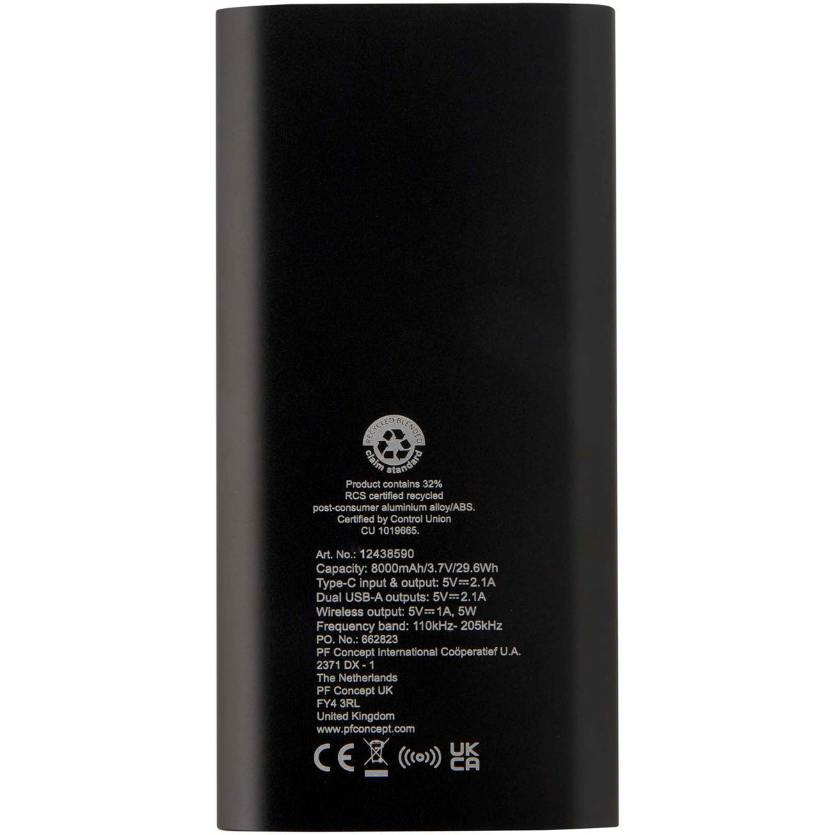 Juice trådlös 8 000 mAh Type C-powerbank i återvunnen aluminium