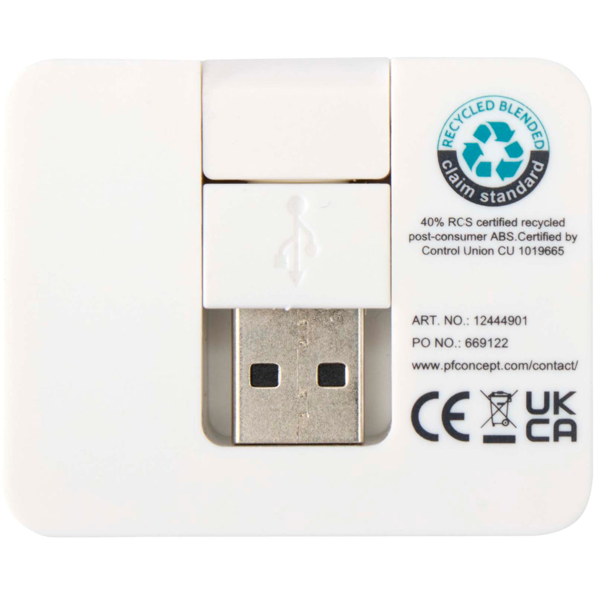 Gaia 4-portars USB-hubb med USB-A- och Typ-C-utgång och dubbla ingångar – tillverkad av återvunnen plast