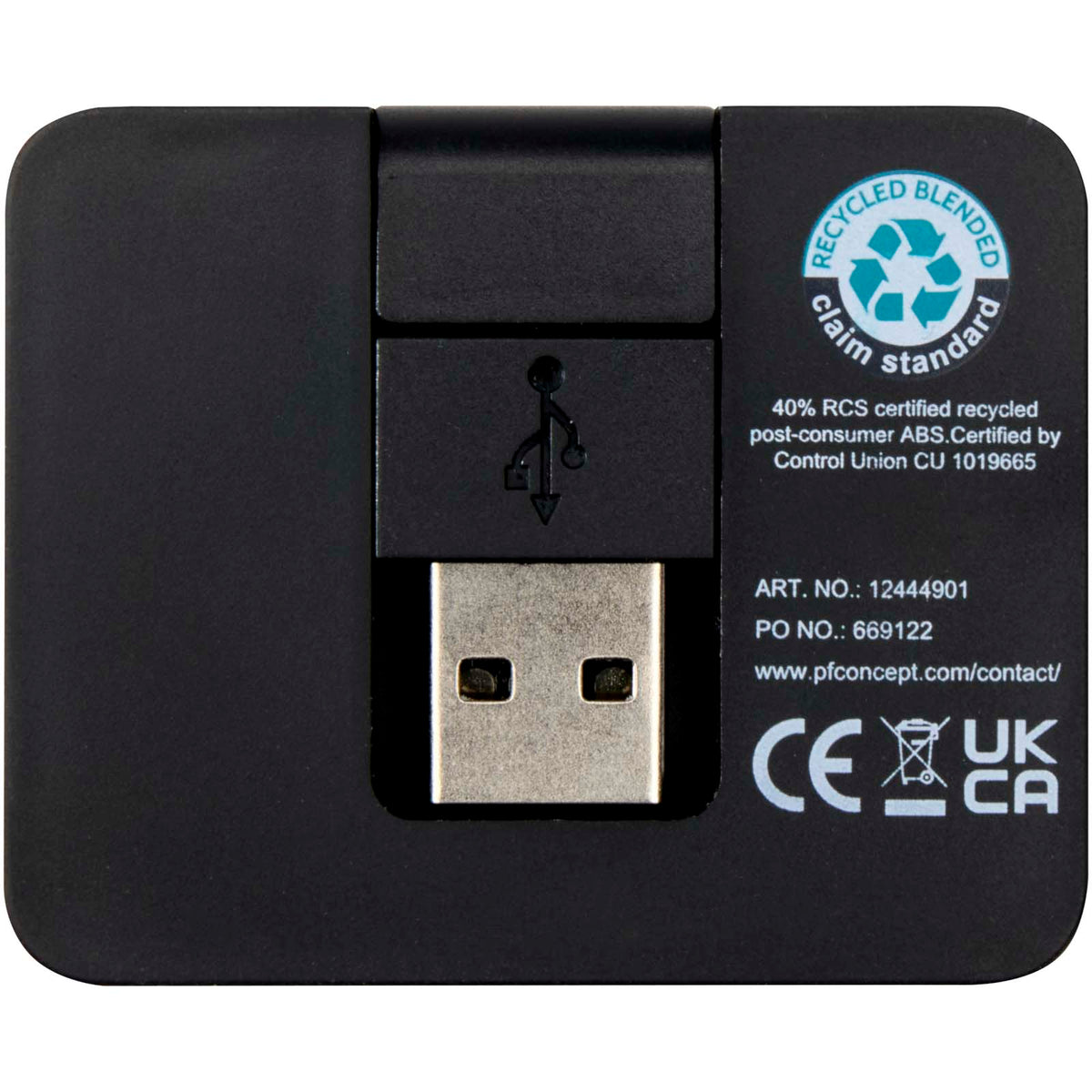 Gaia 4-portars USB-hubb med USB-A- och Typ-C-utgång och dubbla ingångar – tillverkad av återvunnen plast