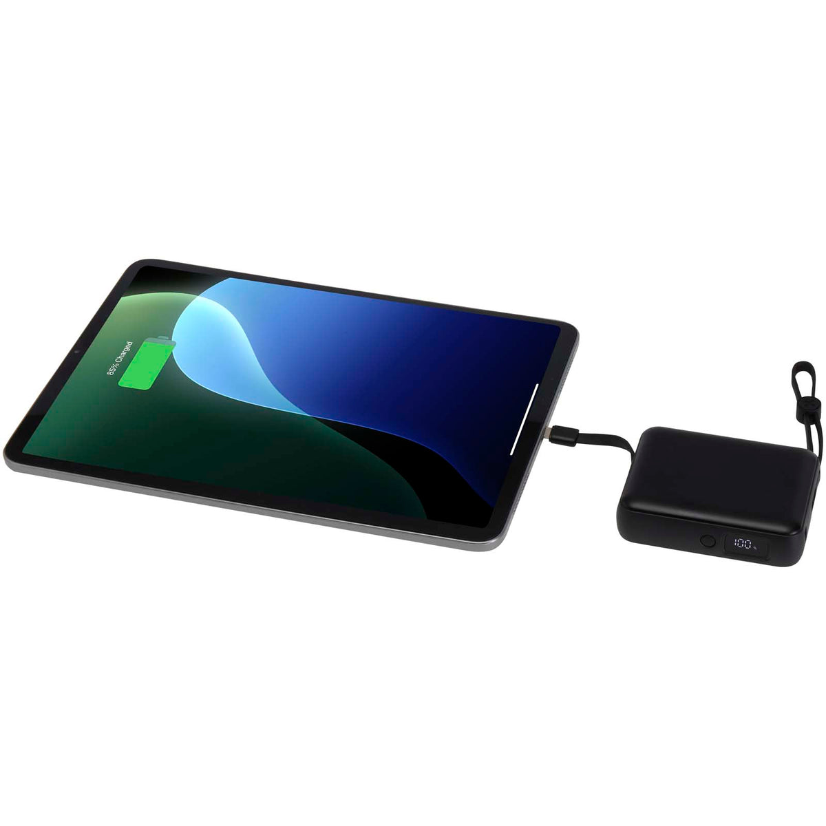 Acrux 10 000 mAh 35 W powerbank för surfplattor med inbyggd Type-C-kabel – tillverkad av återvunnen plast