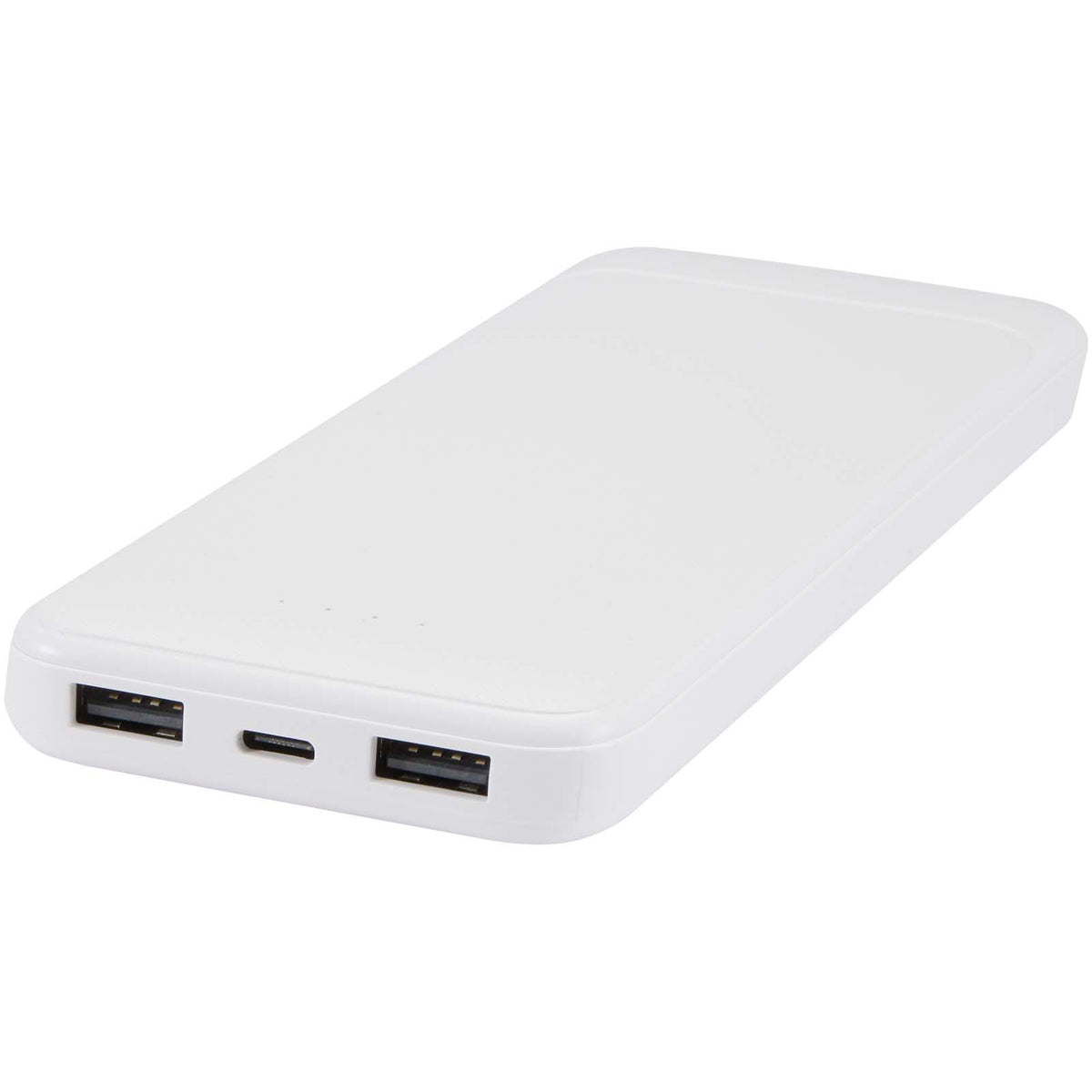 Adhil 10 000 mAh 10 W powerbank av återvunnen plast med två inbyggda kablar