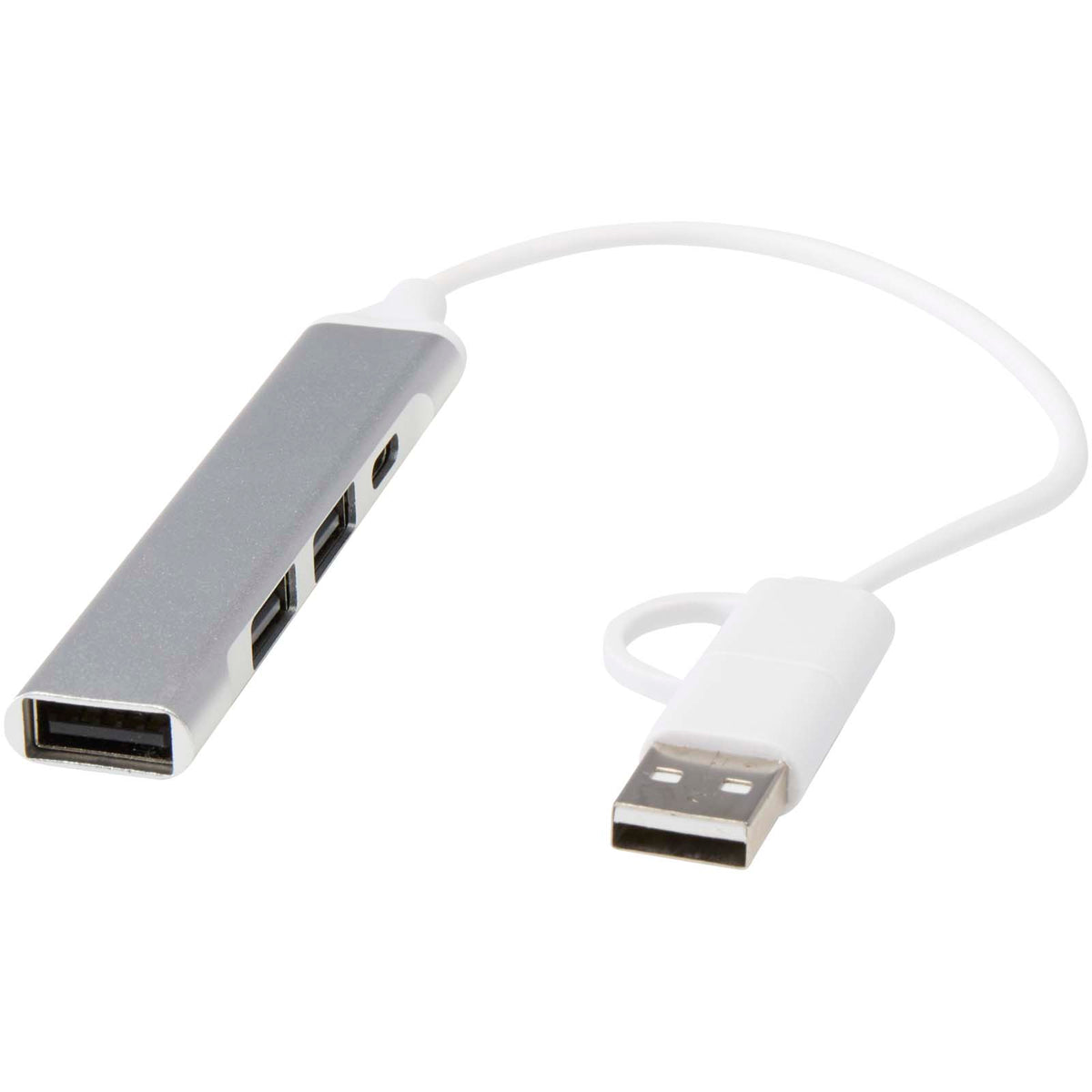 Alkaid 4-portars USB-A- och Typ-C-hubb med dubbla ingångar av återvunnen aluminium