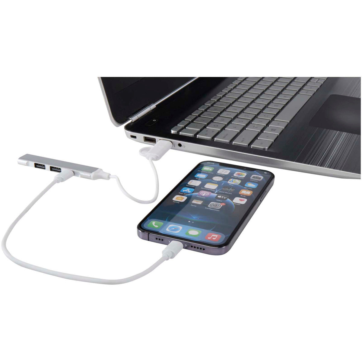 Alkaid 4-portars USB-A- och Typ-C-hubb med dubbla ingångar av återvunnen aluminium
