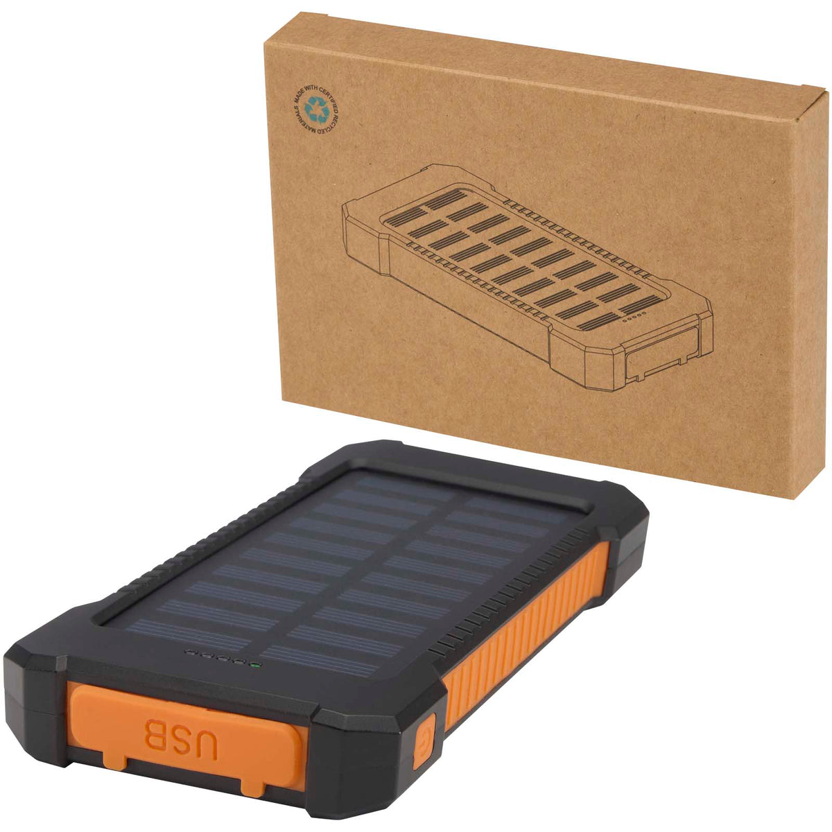 Altair 5 000 mAh 10 W robust solcellspowerbank av återvunnen plast med inbyggd ficklampa