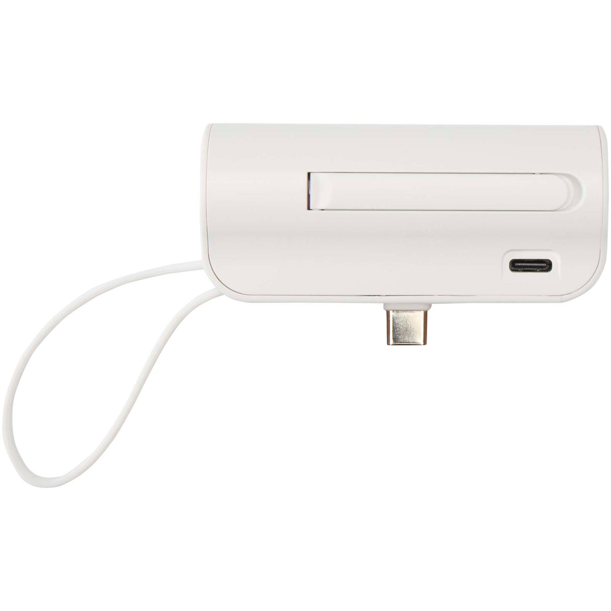 Alnair 5 000 mAh 10 W Type-C powerbank av återvunnen plast med inbyggt flipstativ och 2-i-1-kabel